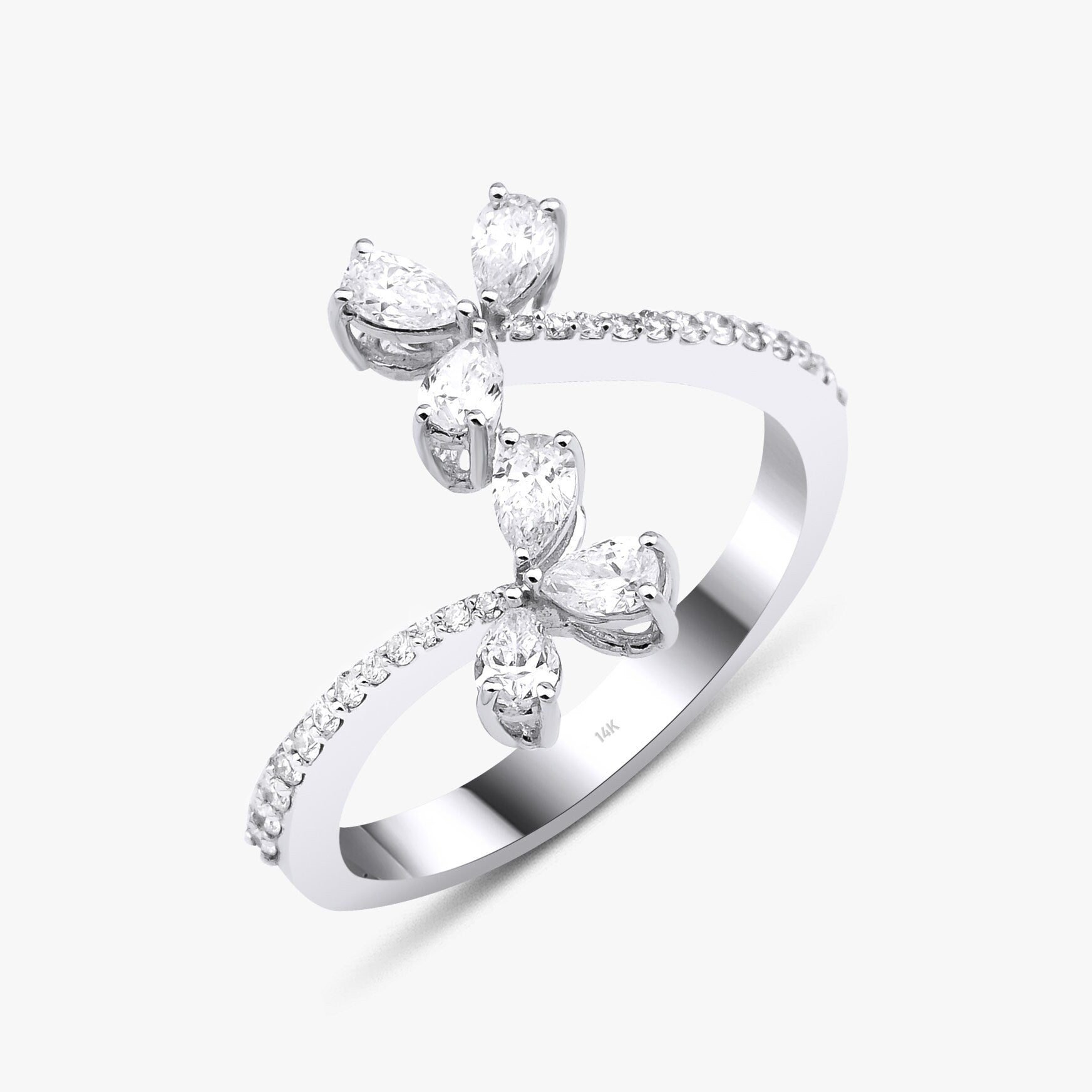 Diamond Flower Ring in 14K White Gold