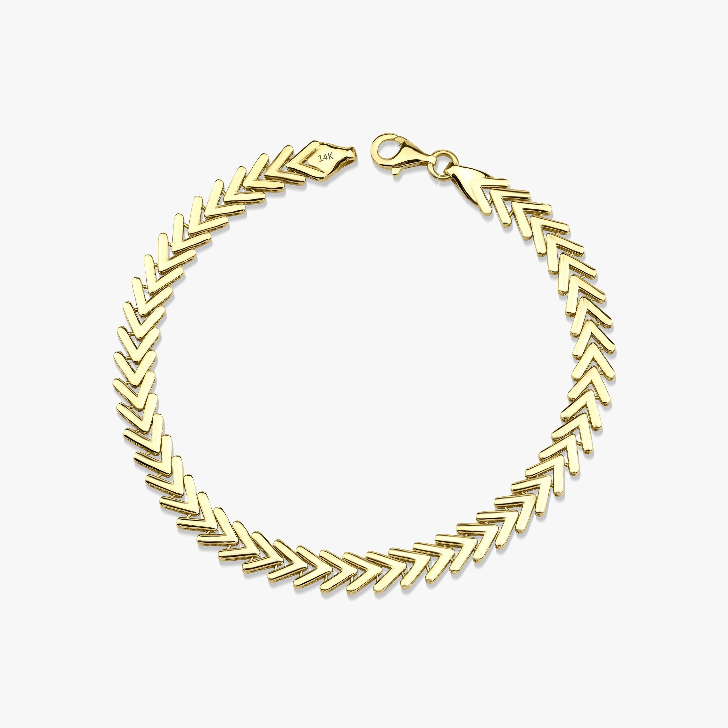 14K Gold Chevron Chain Bracelet