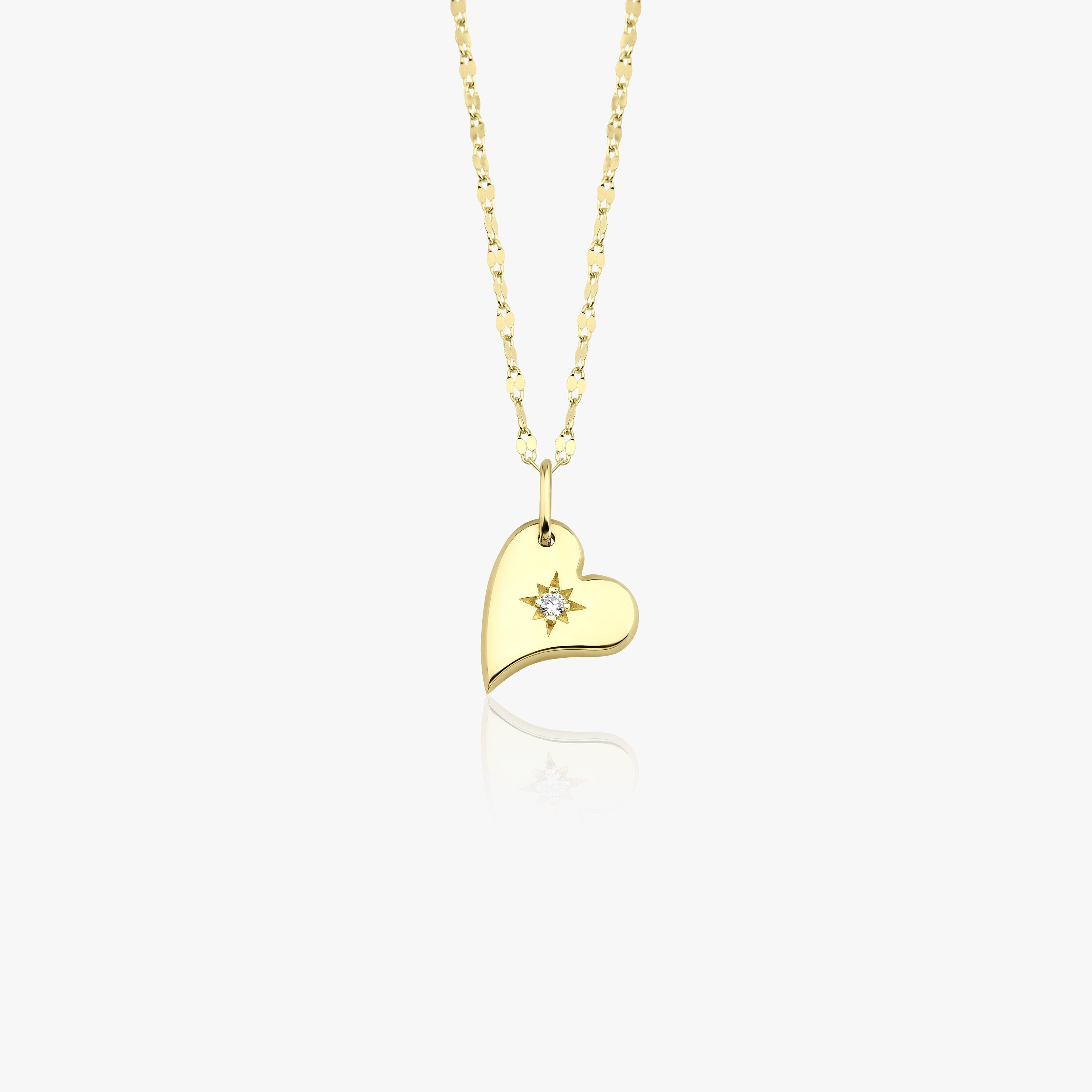 Diamond Heart Pendant Necklace in 14K Gold