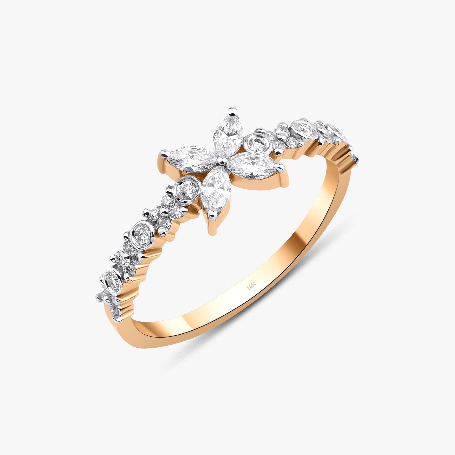 Marquise Diamond Ring in 14K Gold