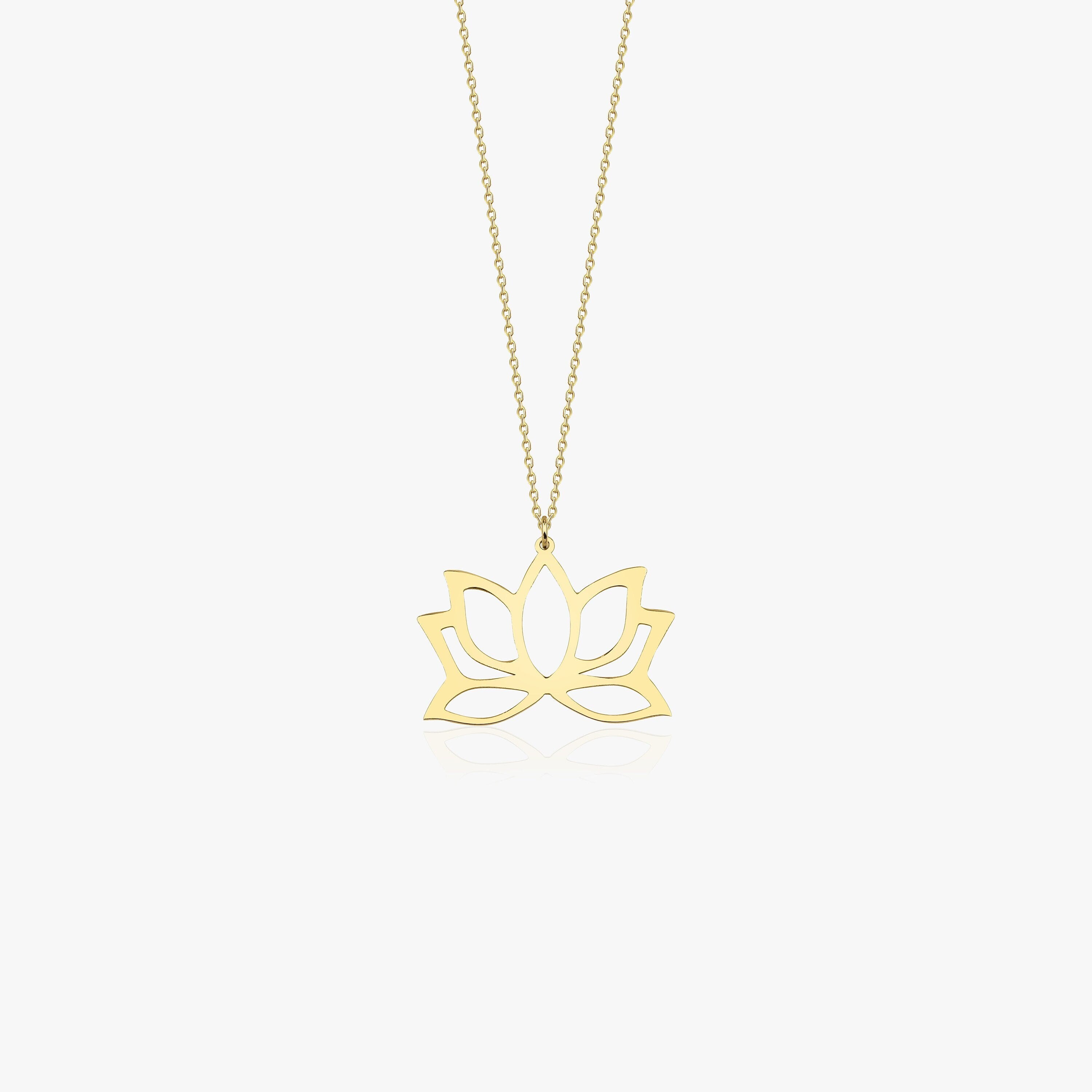 14K Gold Large Lotus Necklace