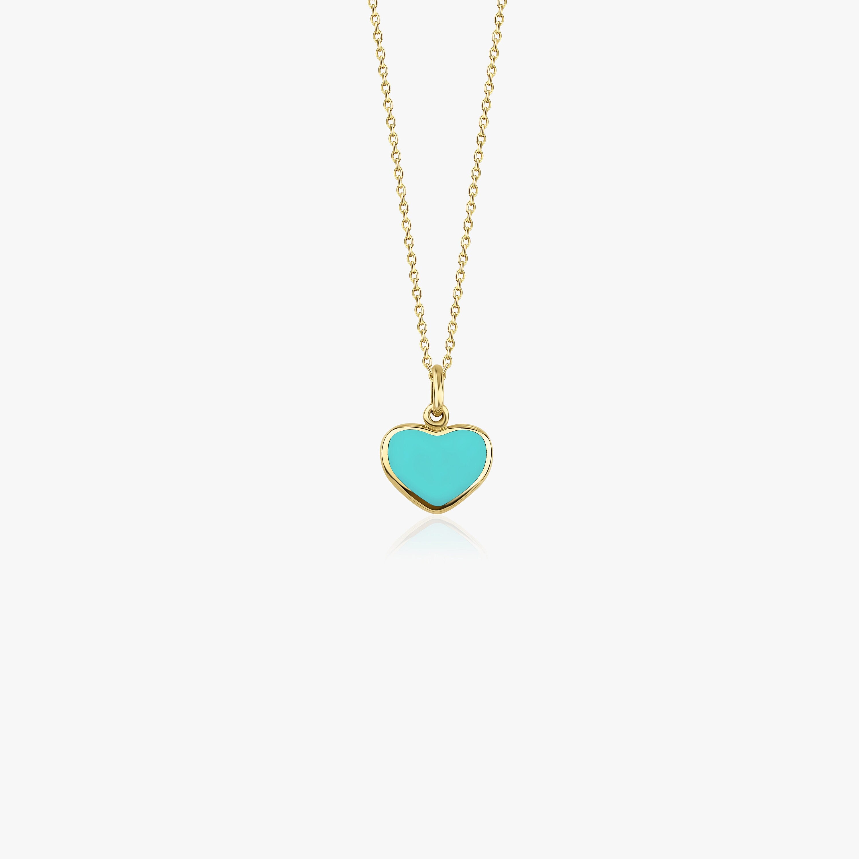 14K Gold Turquoise Heart Pendant Necklace
