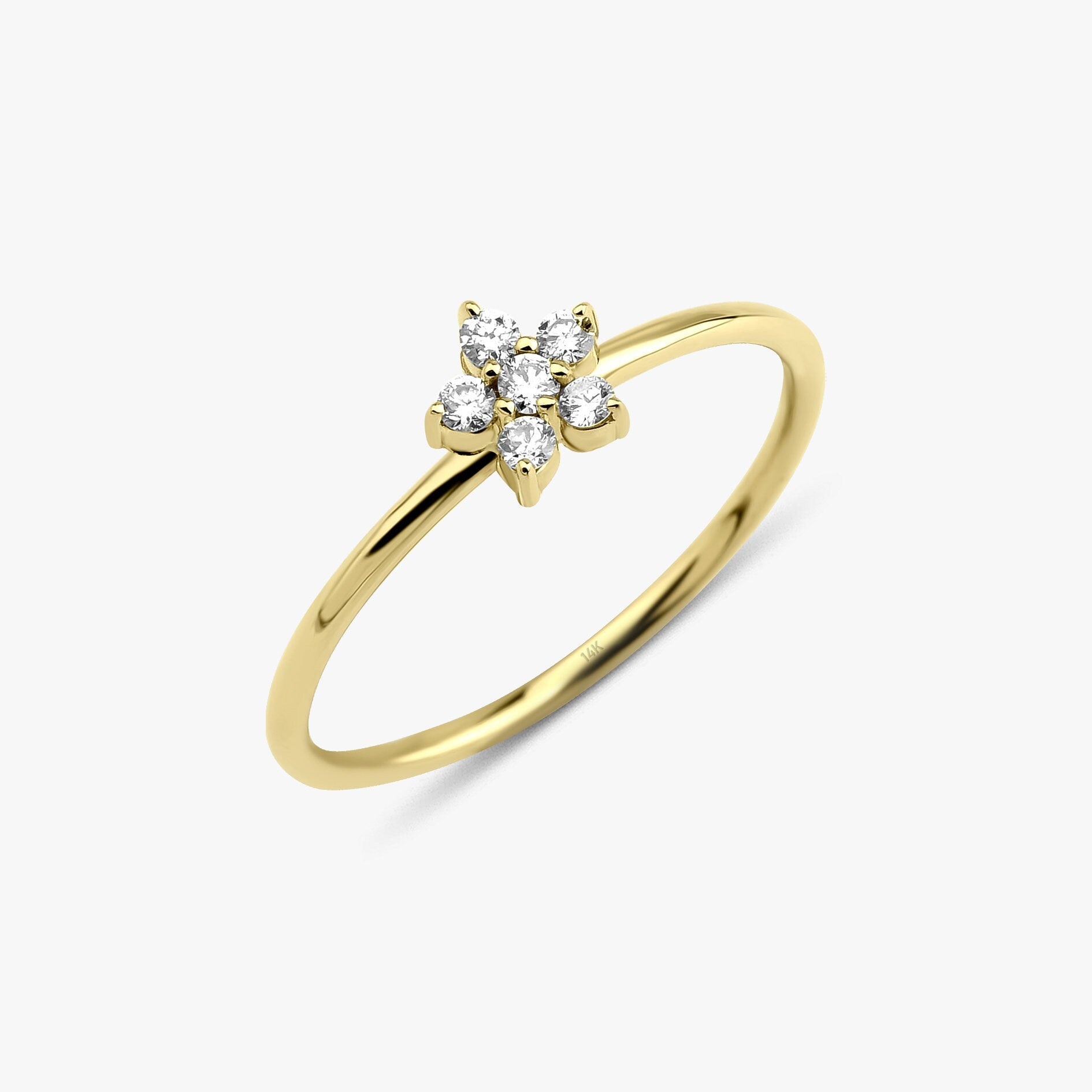 Diamond Flower Cluster Ring in 14K Gold