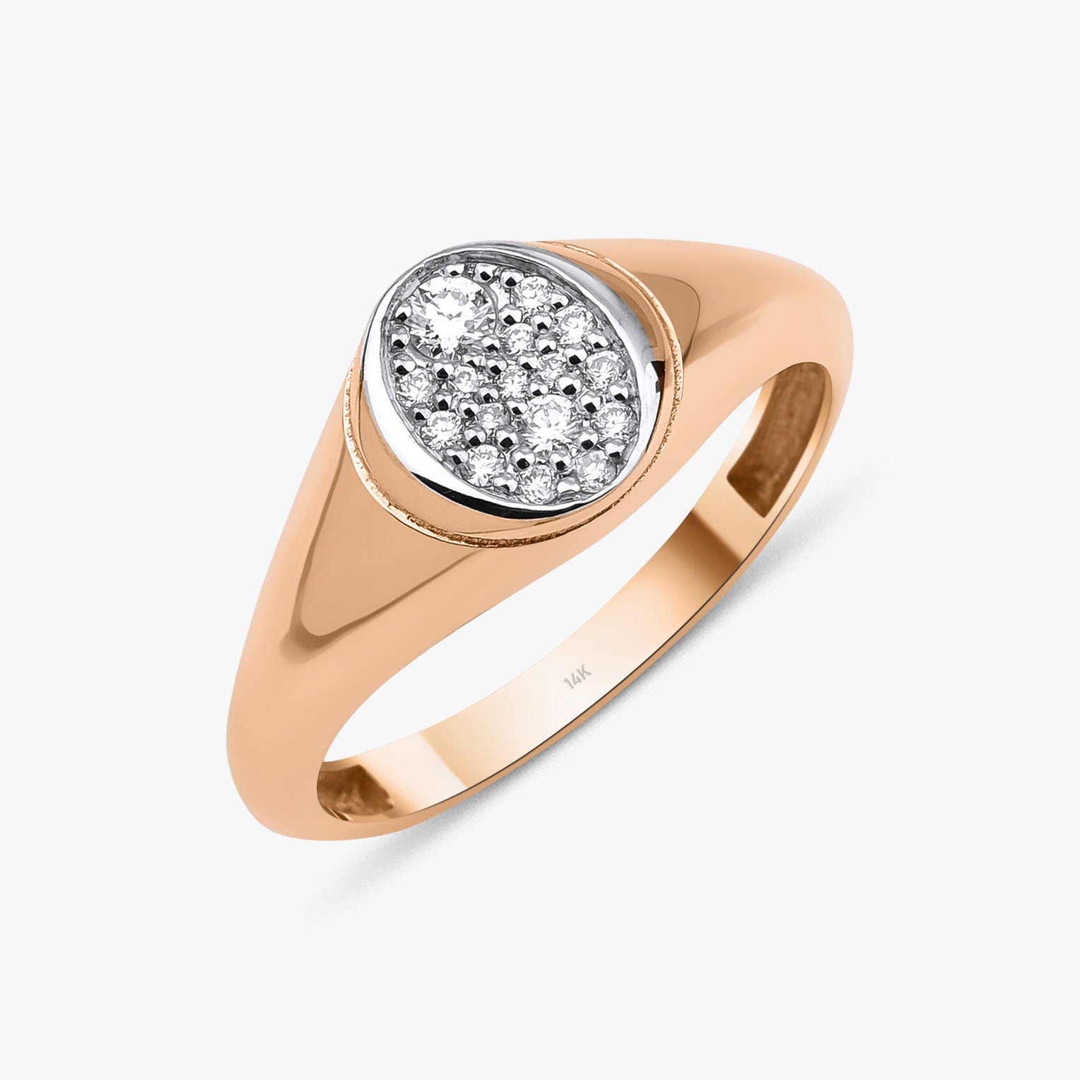 Oval Pave Diamond Ring in 14K Gold