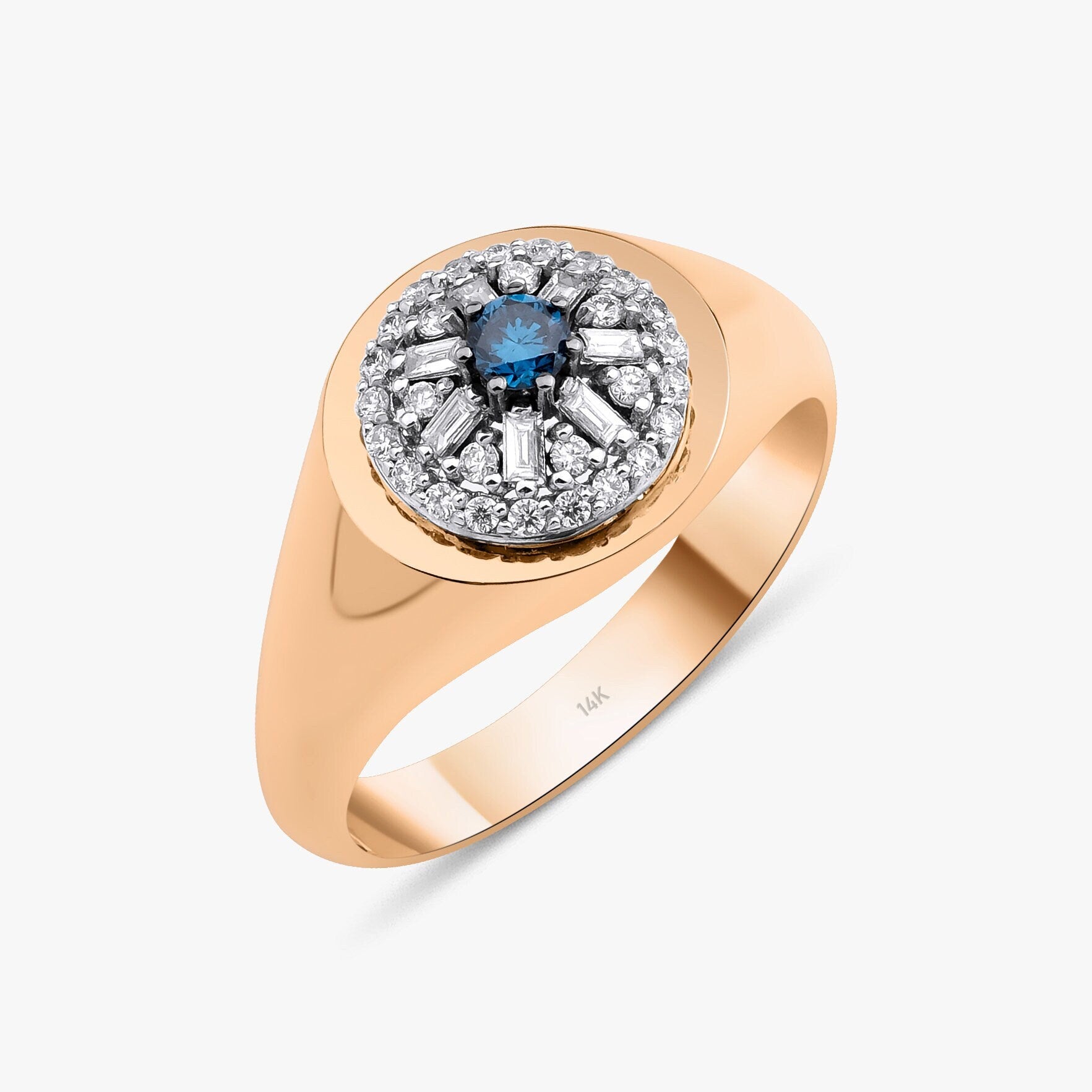 Blue Diamond Ring in 14K Gold / Winter Sun