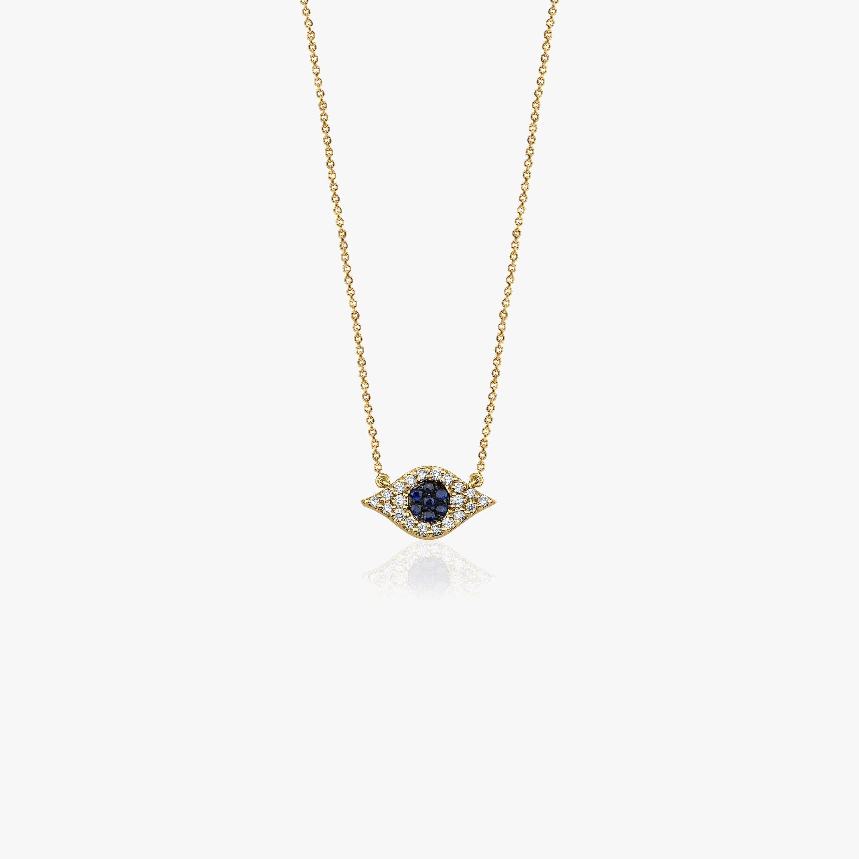 Blue Sapphire and Diamond Necklace in 14K Gold
