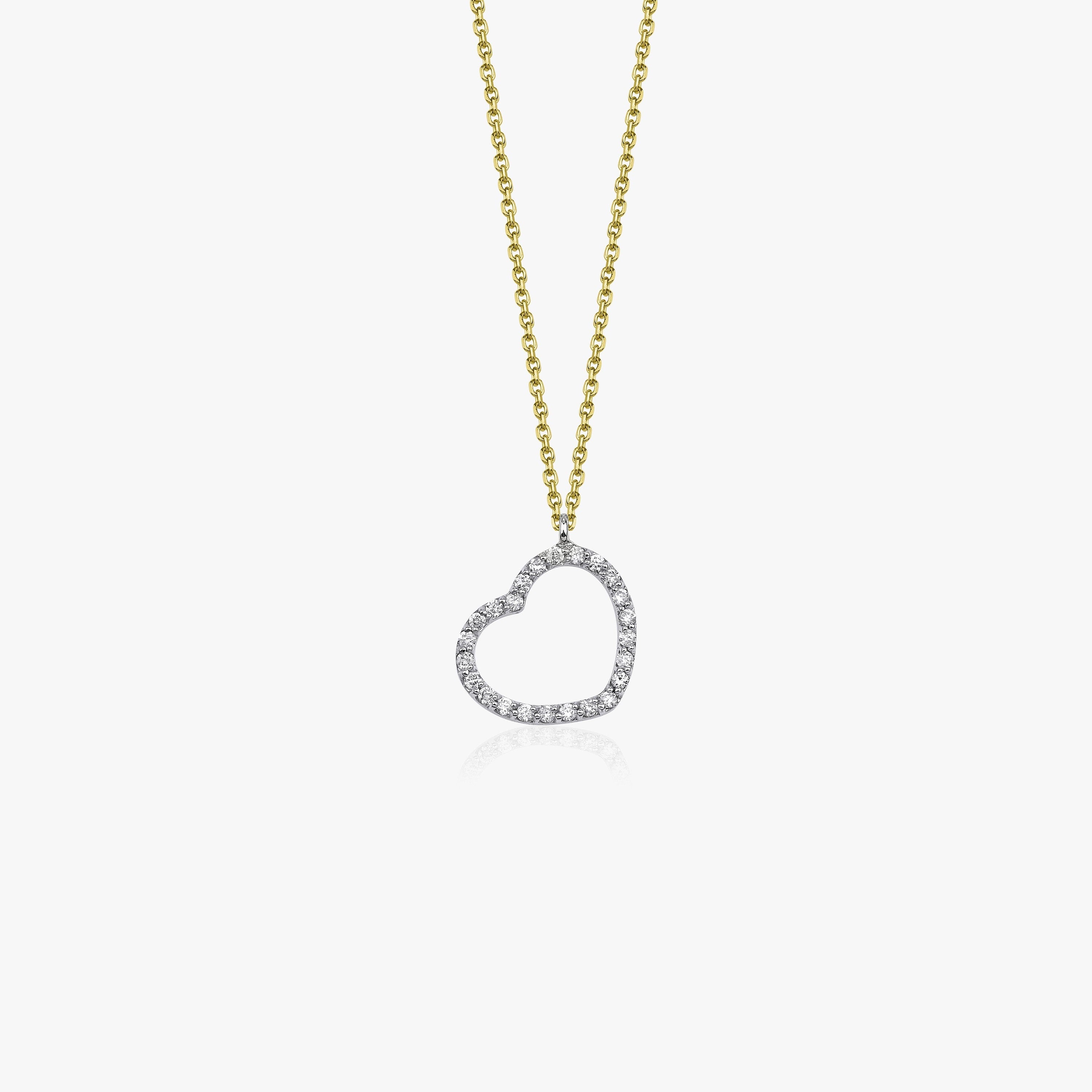 Open Diamond Heart Necklace in 14K Gold