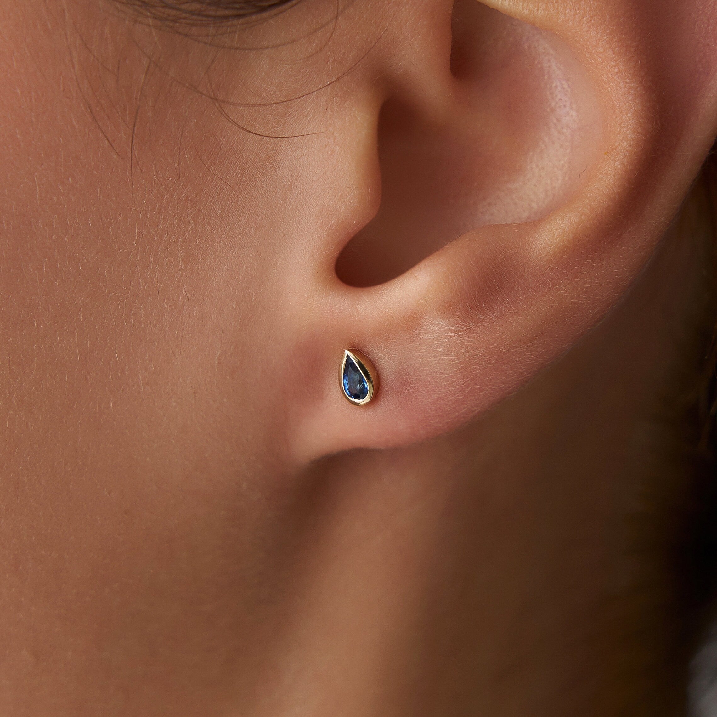 Blue Sapphire Stud Earrings Available in 14K and 18K Gold