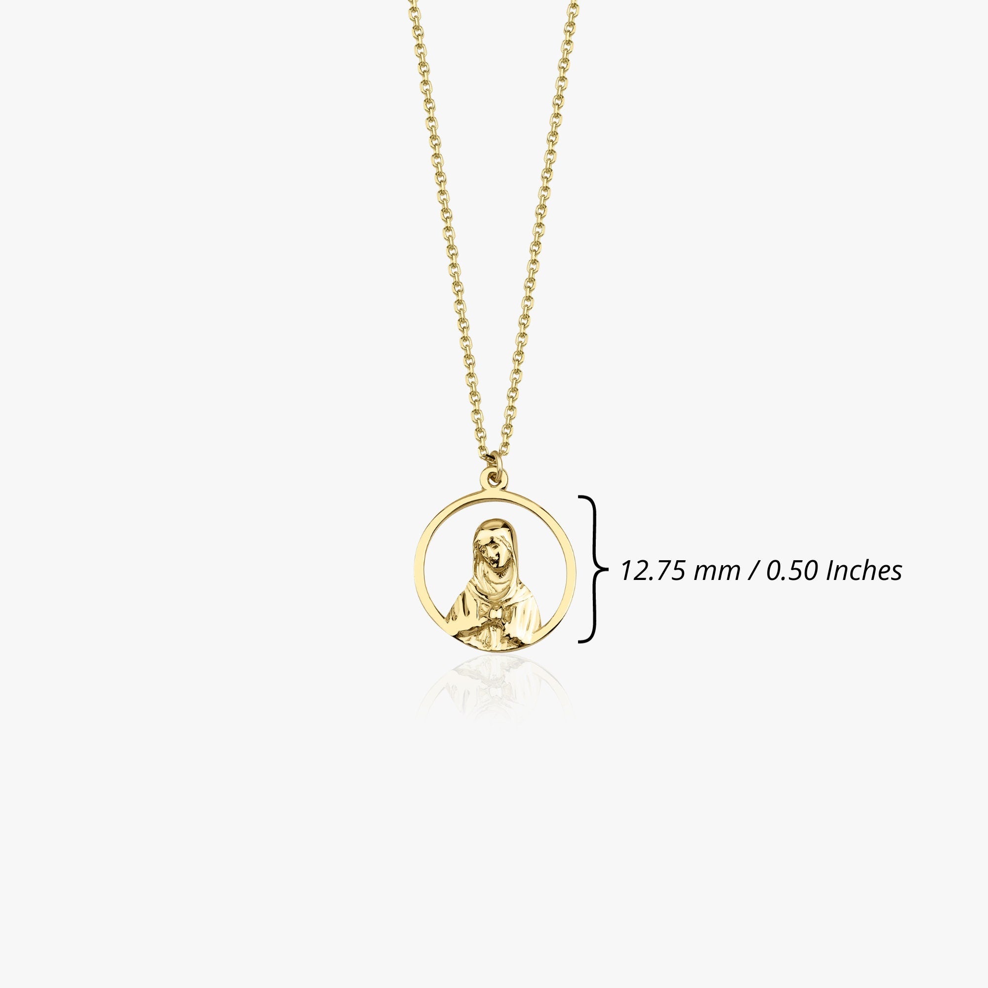 14K Gold Virgin Mary Necklace
