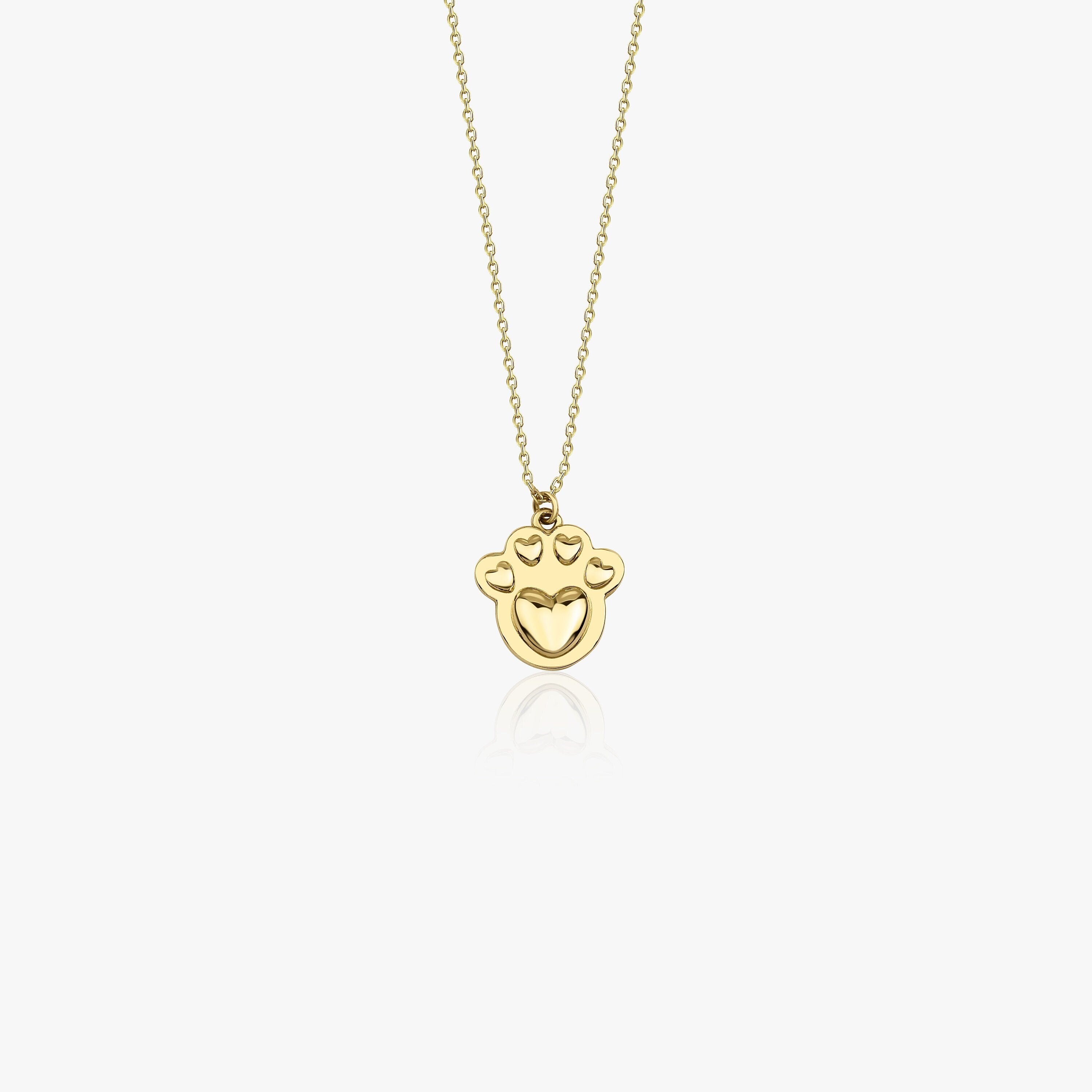 14K Gold Paw Necklace