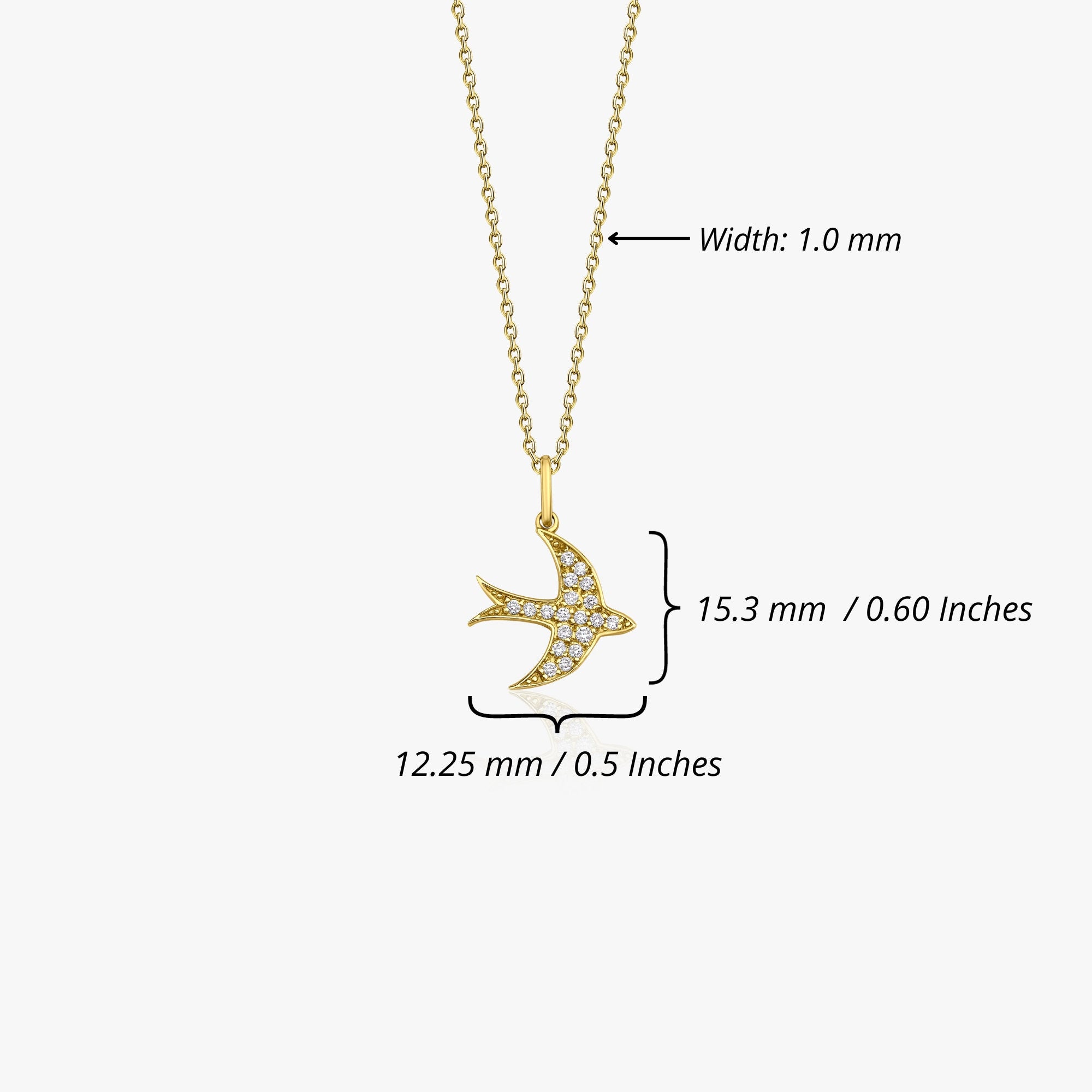 Diamond Swallow Bird Pendant Necklace in 14K Gold