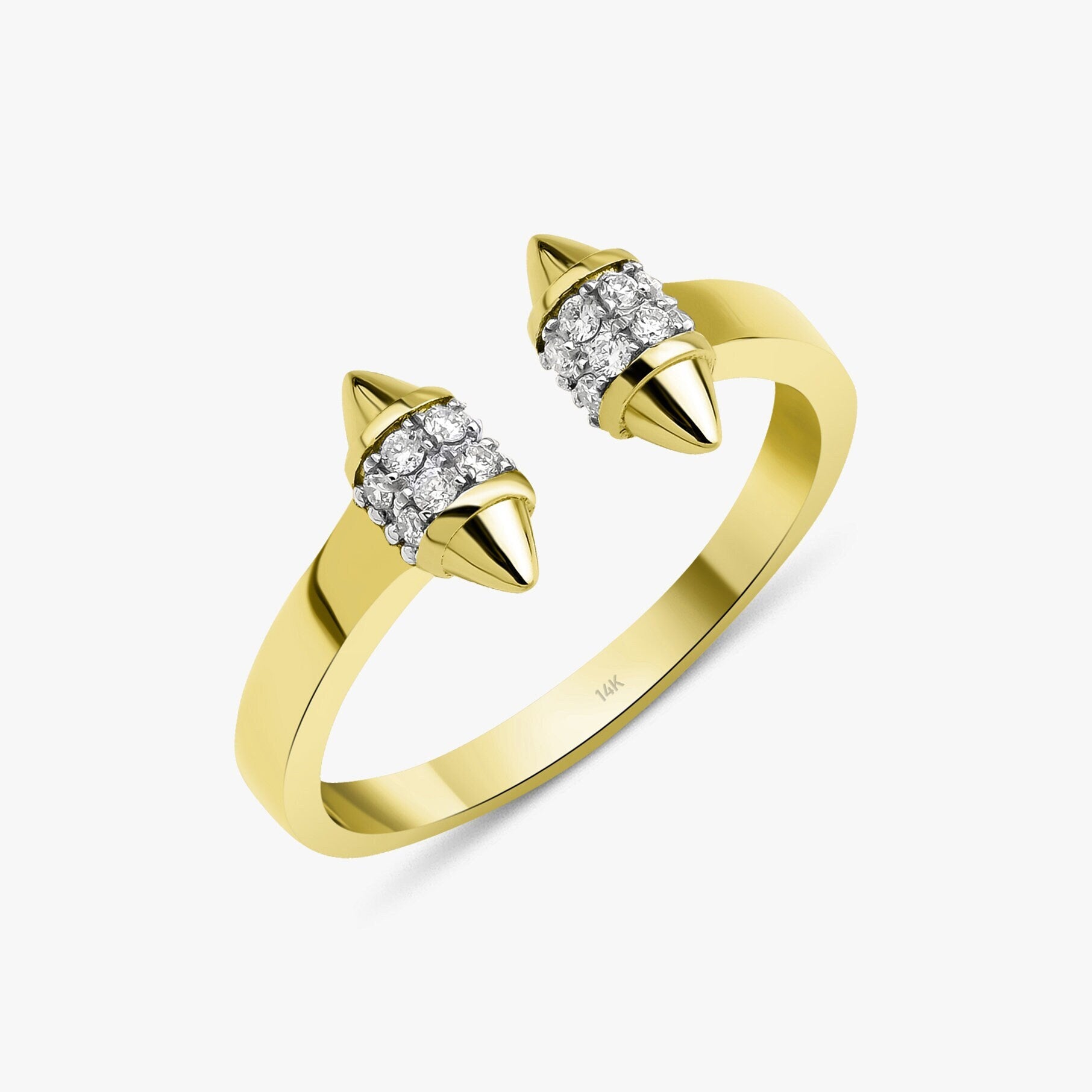 Diamond Open Spike Ring in 14K Gold