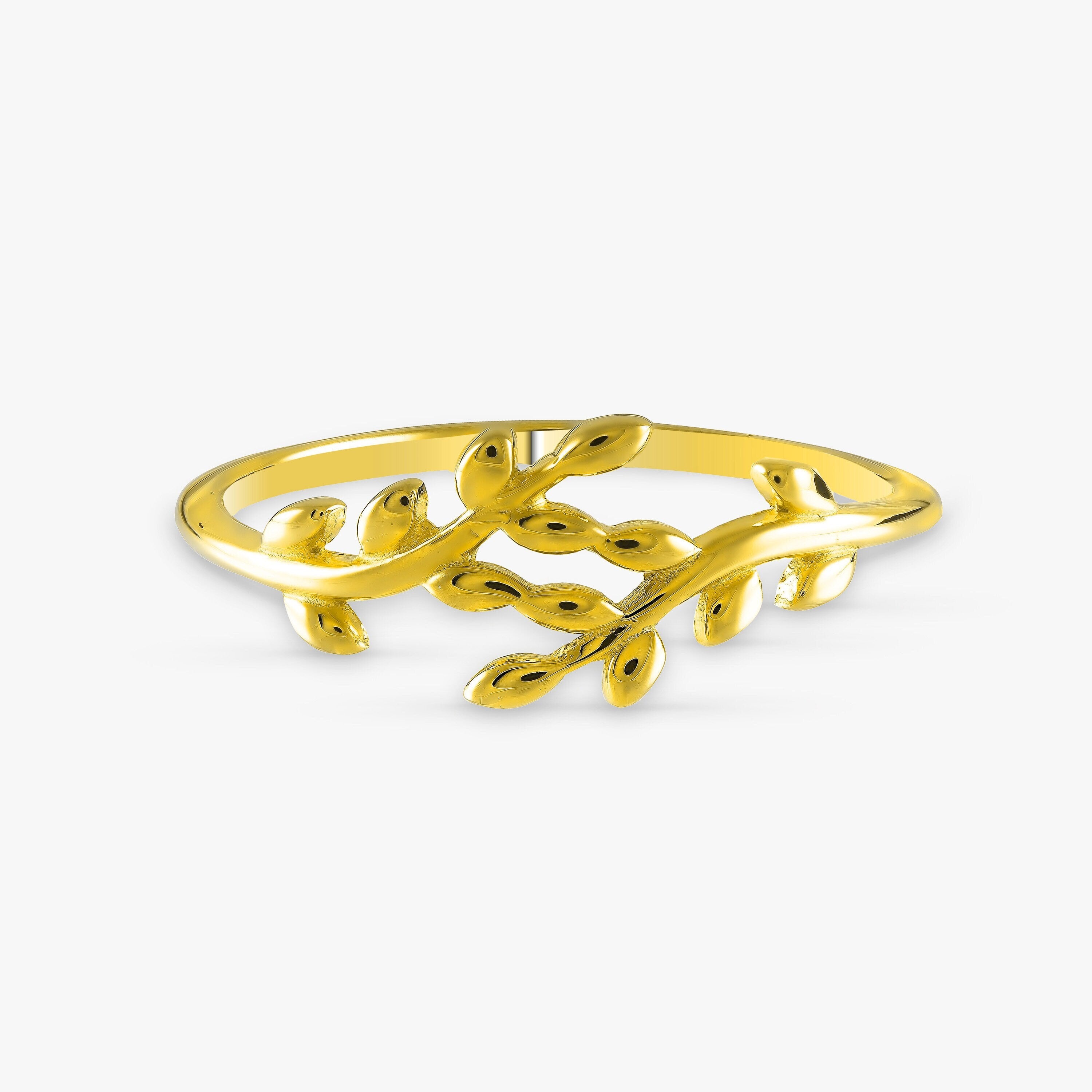 14K Gold Olive Branch Ring