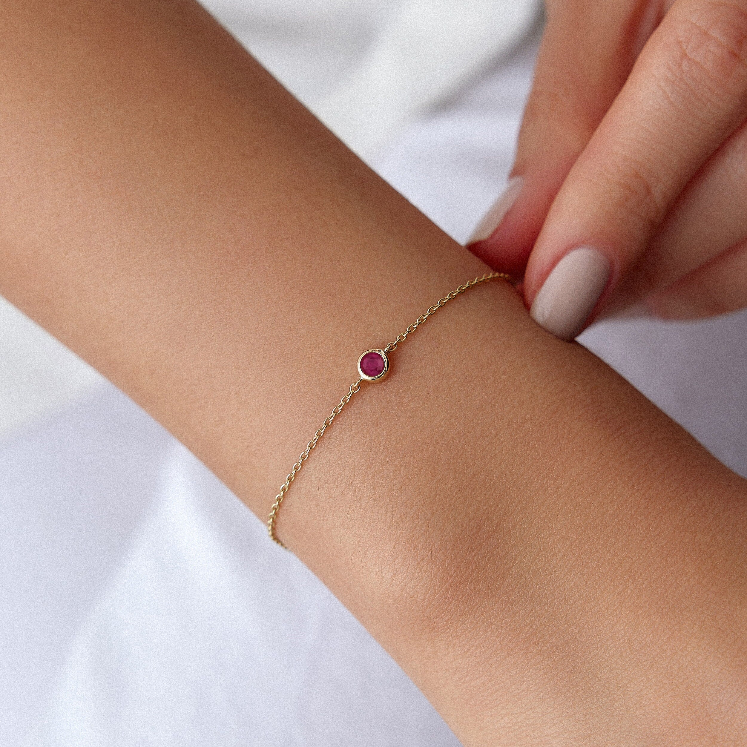 Natural Ruby Bracelet Available in 14K and 18K Gold