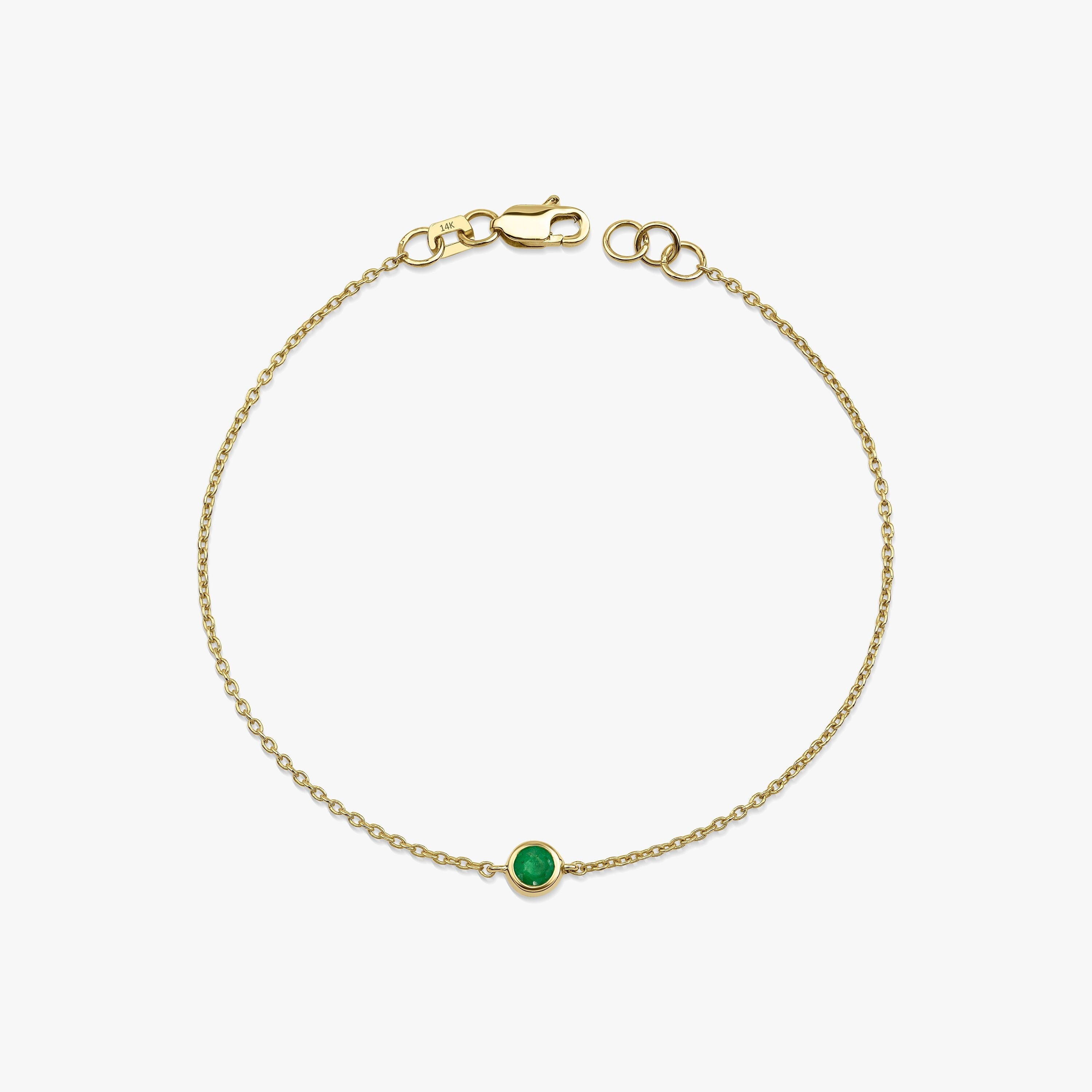 Natural Solitaire Emerald Bracelet Available in 14K and 18K Gold