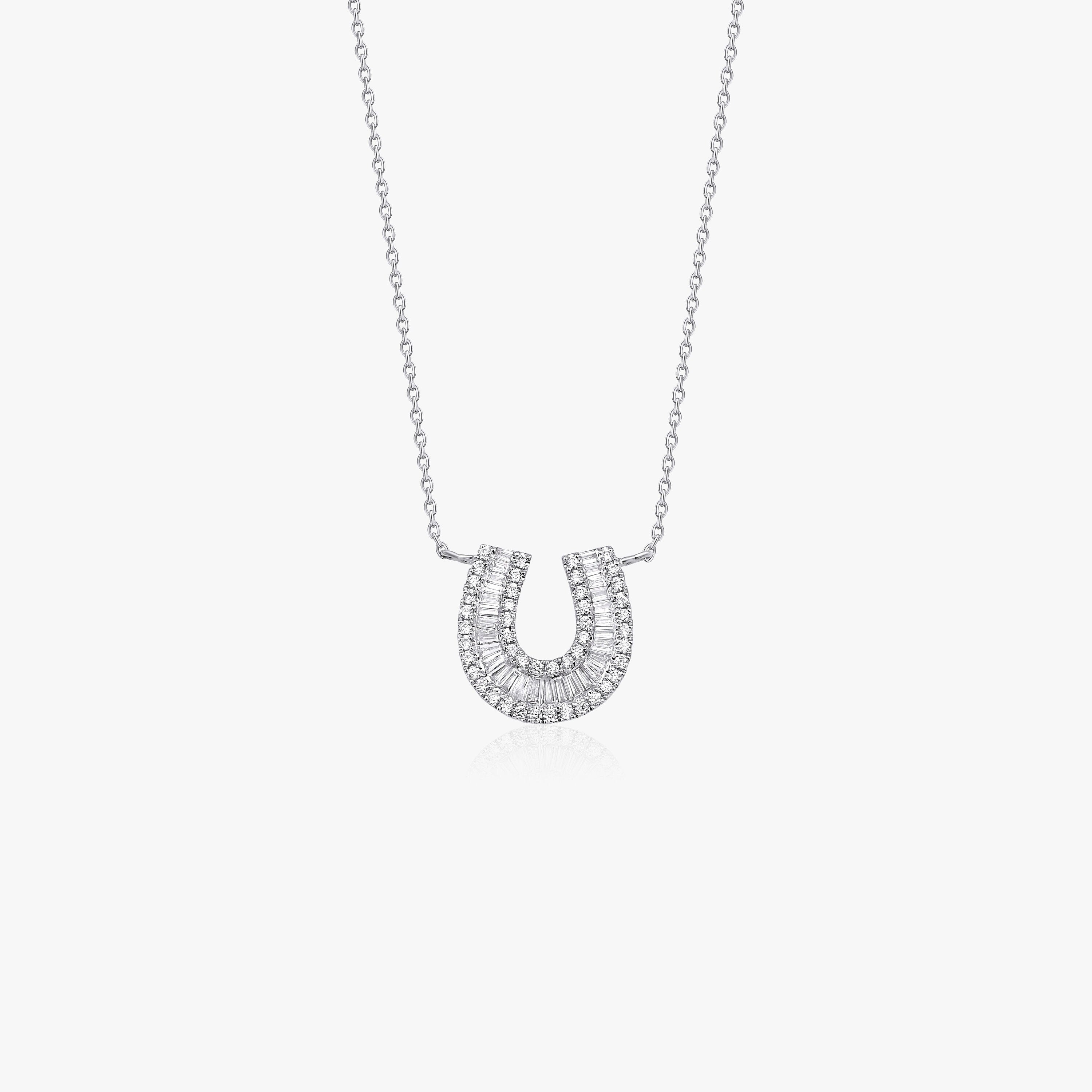 18K Gold Diamond Horseshoe Necklace