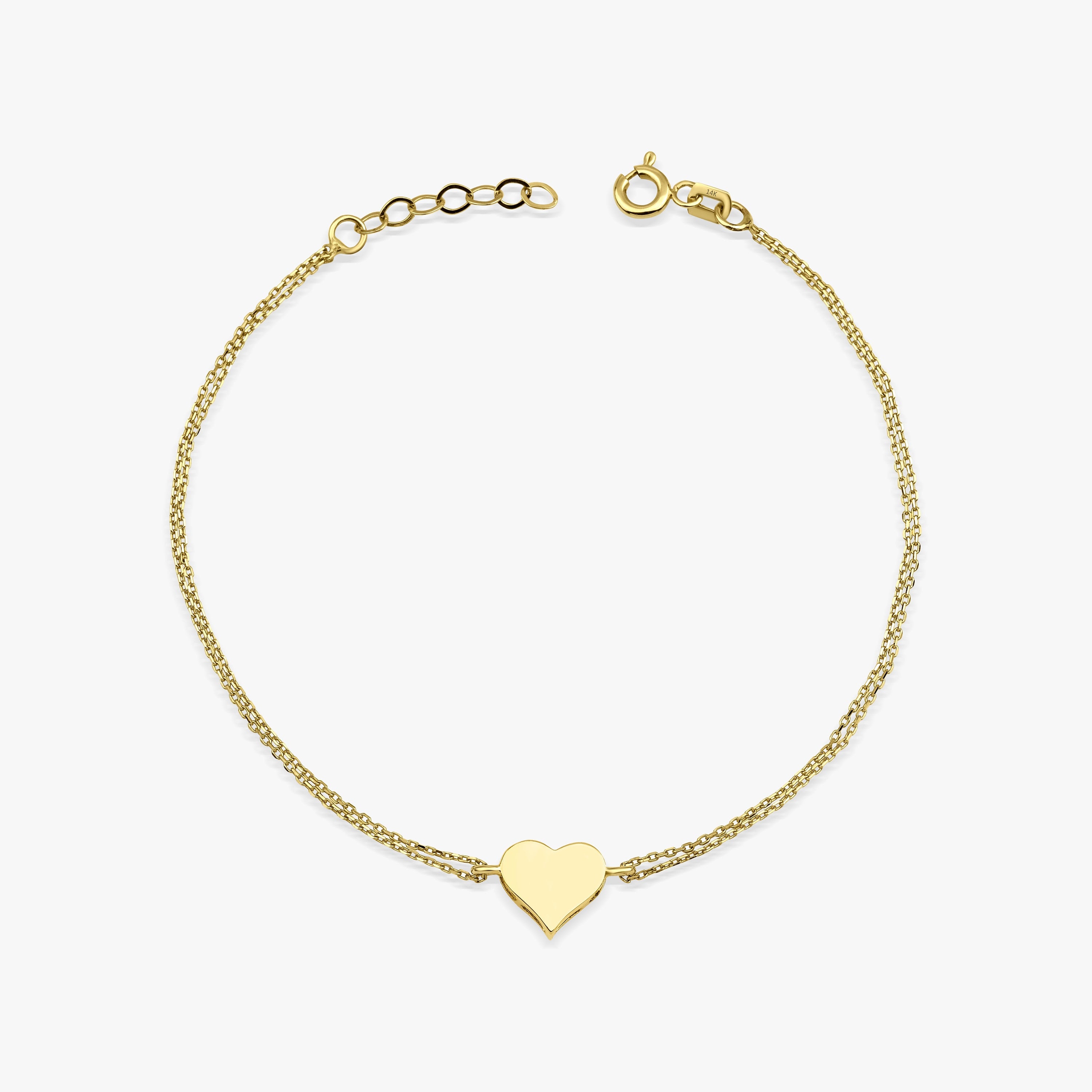 Mini Heart Bracelet in 14K Gold