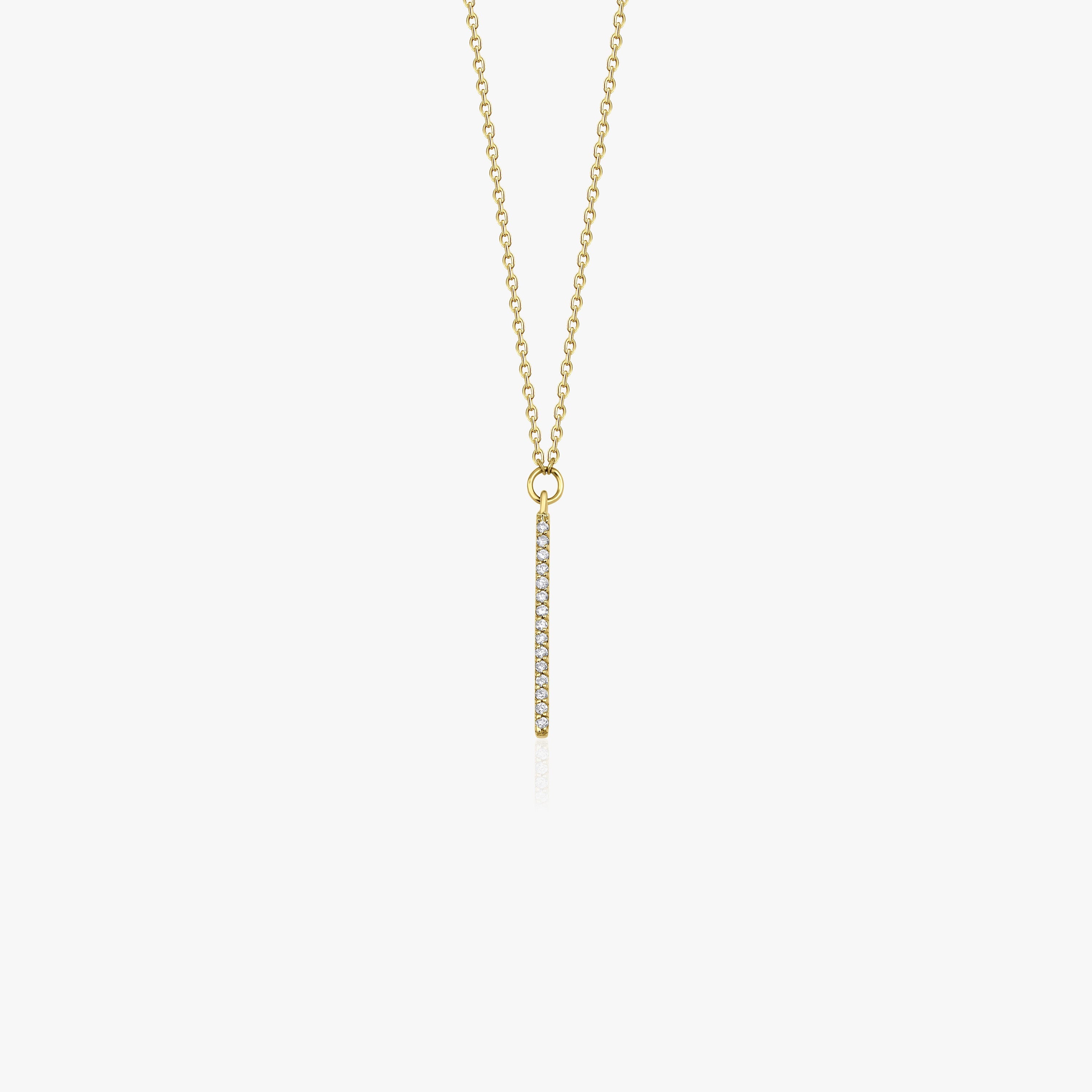 Diamond Vertical Bar Necklace Available in 14K and 18K Gold