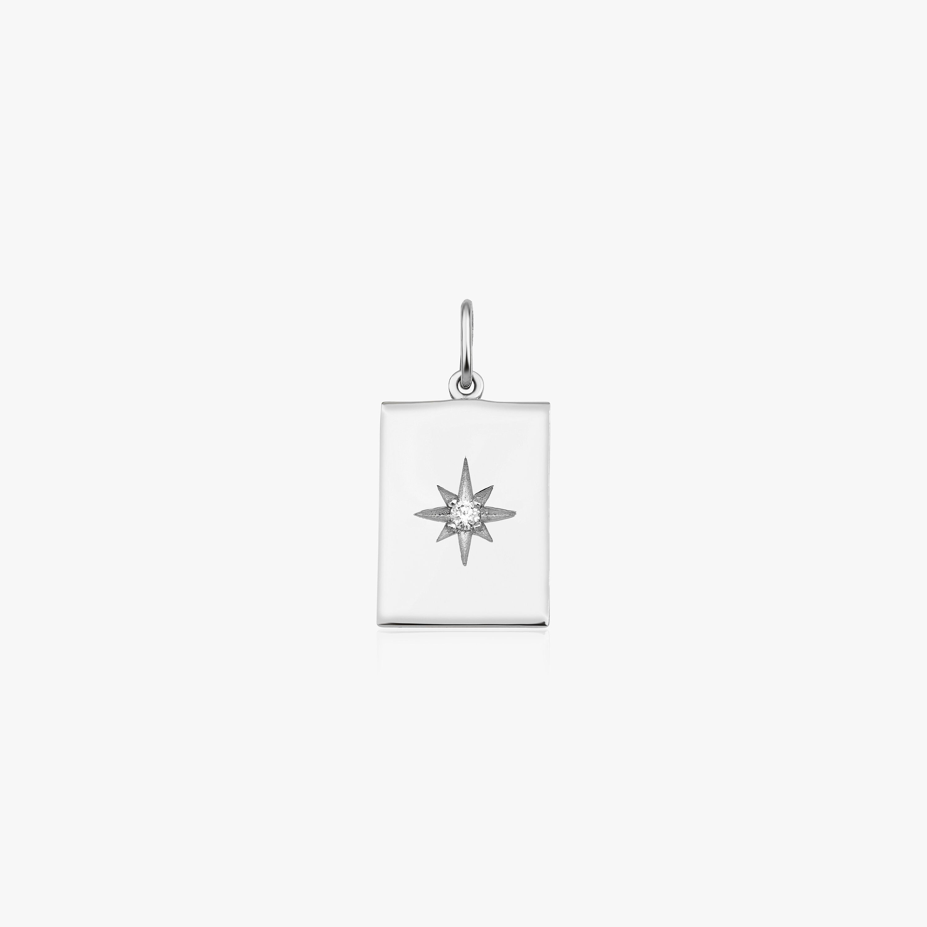 Diamond Rectangle North Star Pendant Necklace in 14K Gold