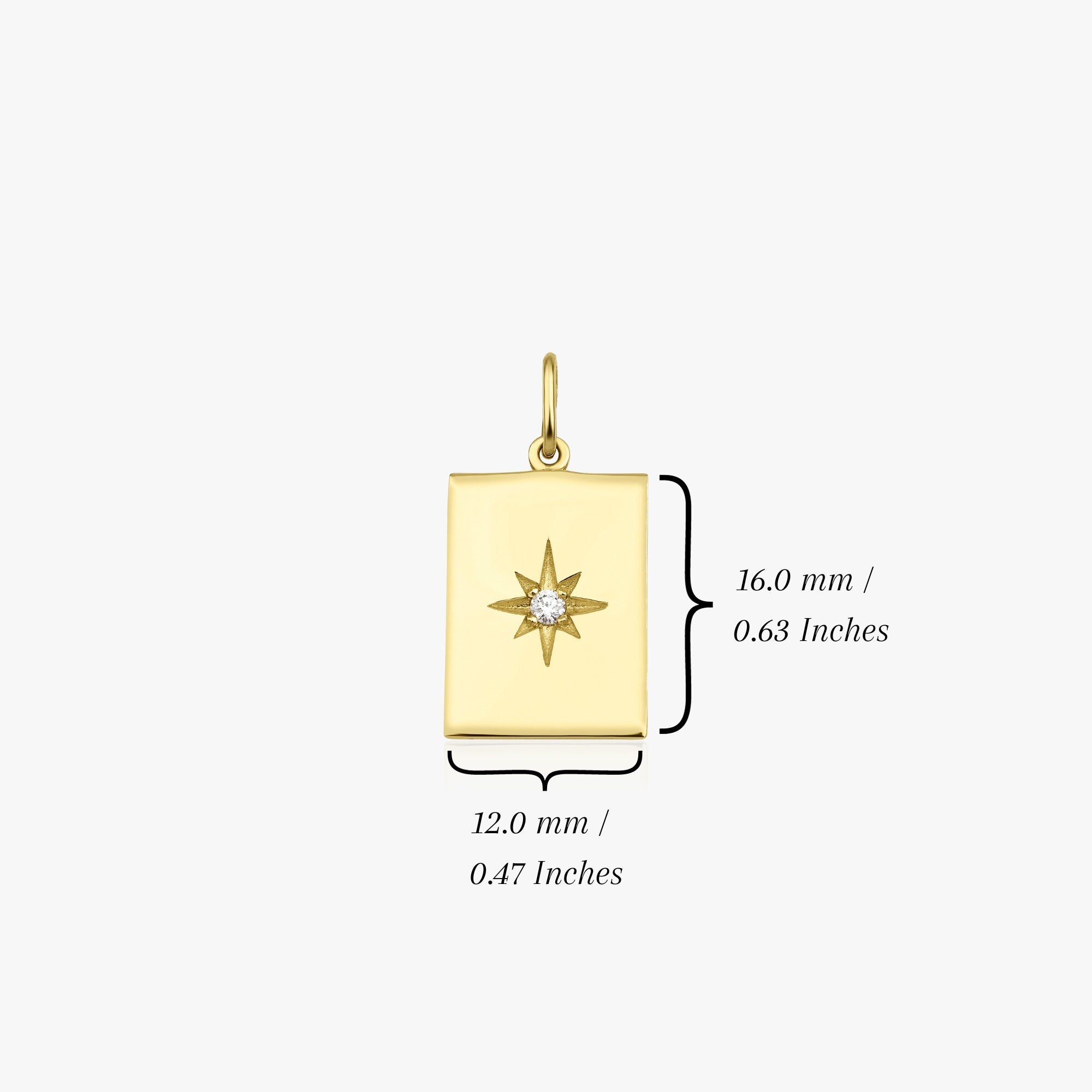 Diamond Rectangle North Star Pendant Necklace in 14K Gold