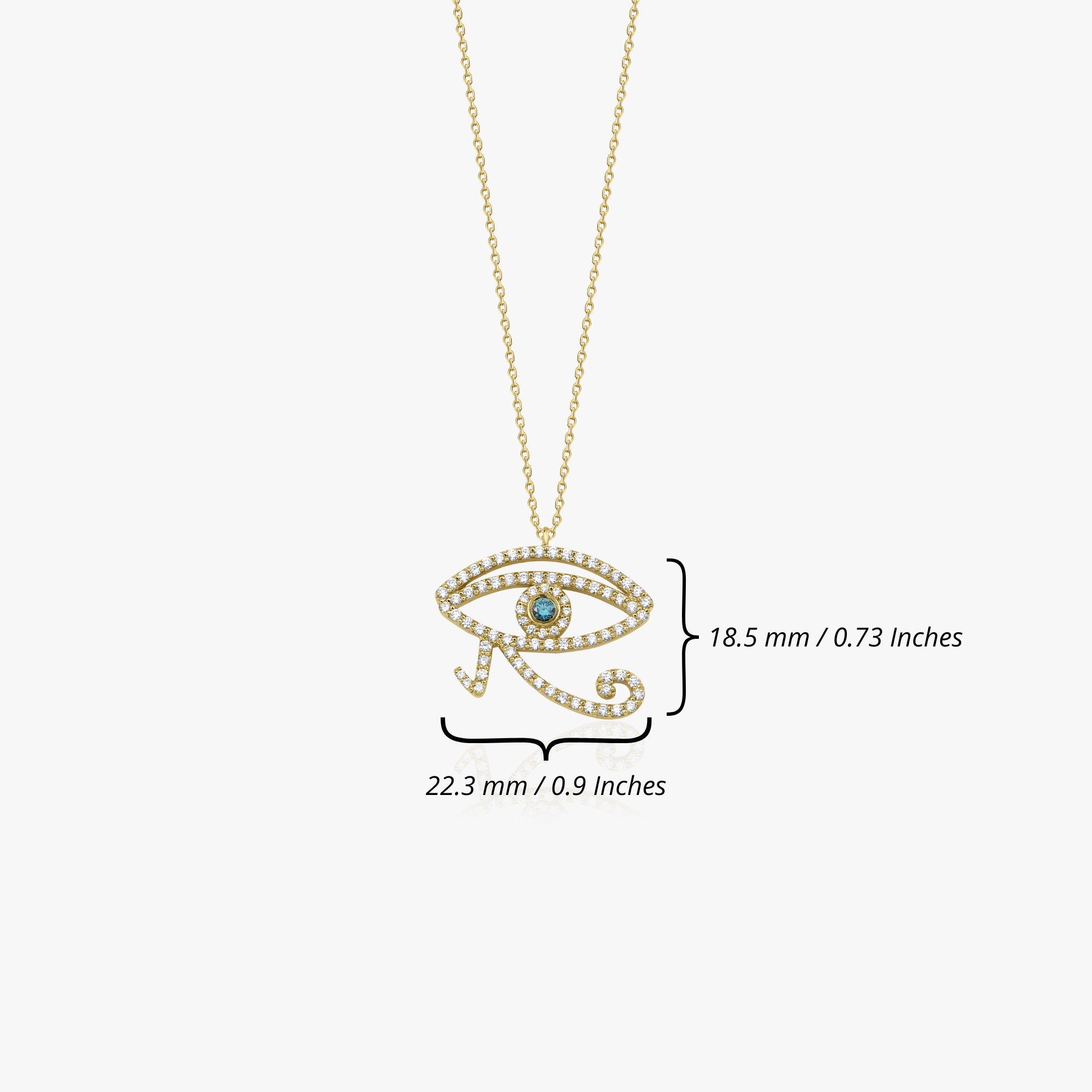Diamond Eye Of Horus Necklace Available in 14K and 18K Gold
