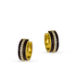14K Gold Diamond Black Enamel Earrings - Chocolate Cake
