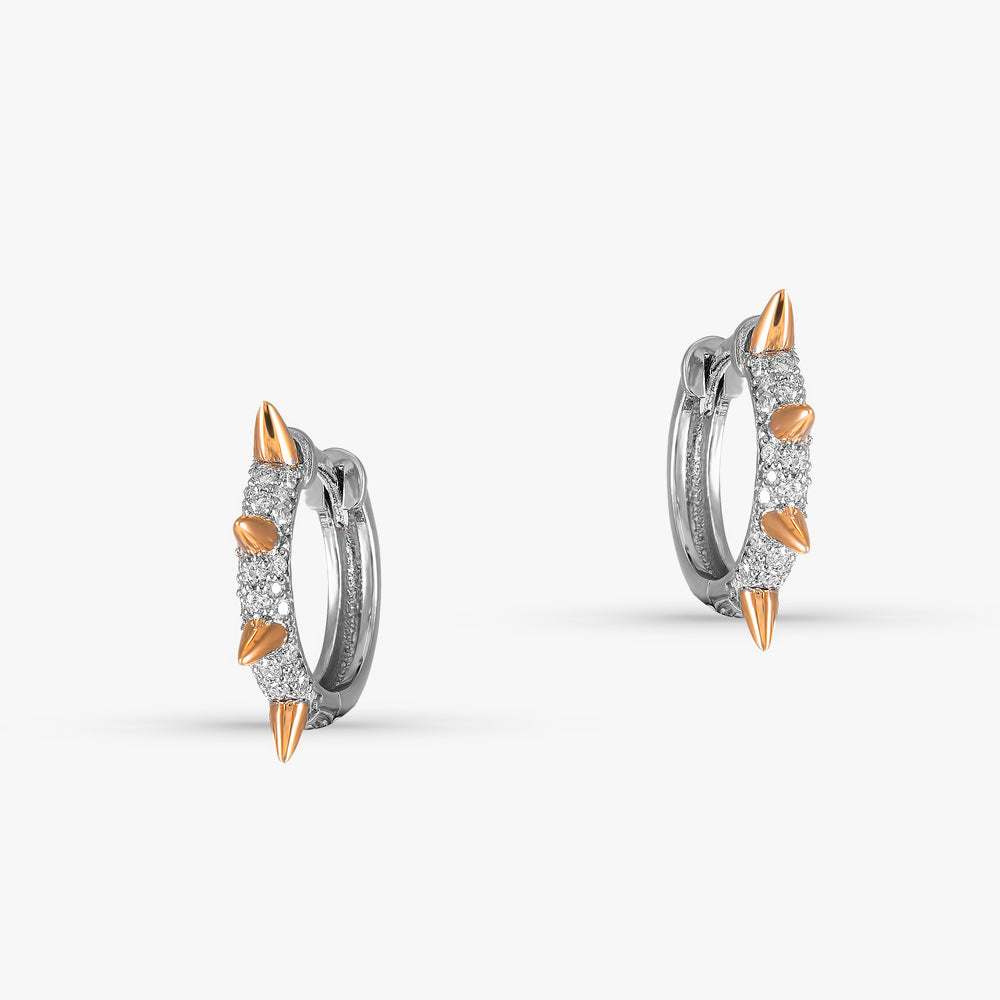14K Gold Pave Diamond Earrings - Golden Horns
