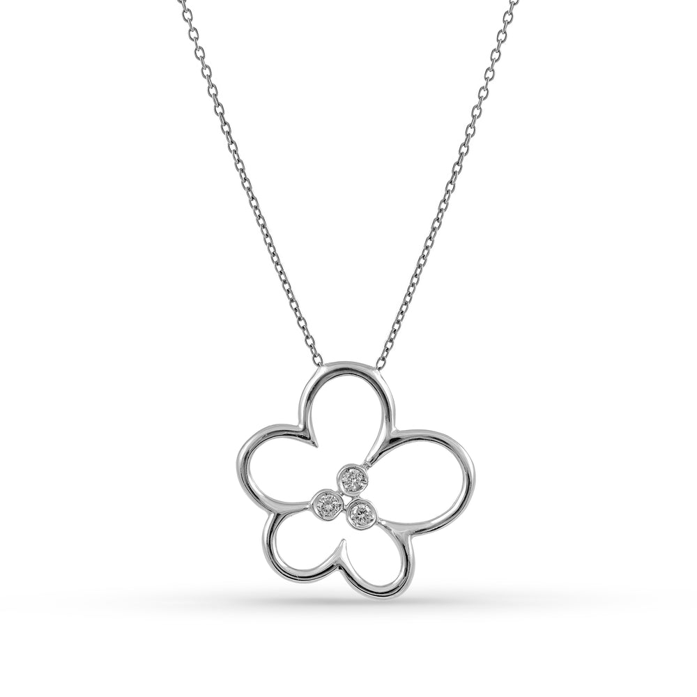 18K Gold Diamond Flower Necklace
