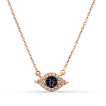 14K Gold Blue Sapphire and Diamond Evil Eye Necklace / Protection For Me