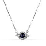 14K Gold Blue Sapphire and Diamond Evil Eye Necklace / Protection For Me